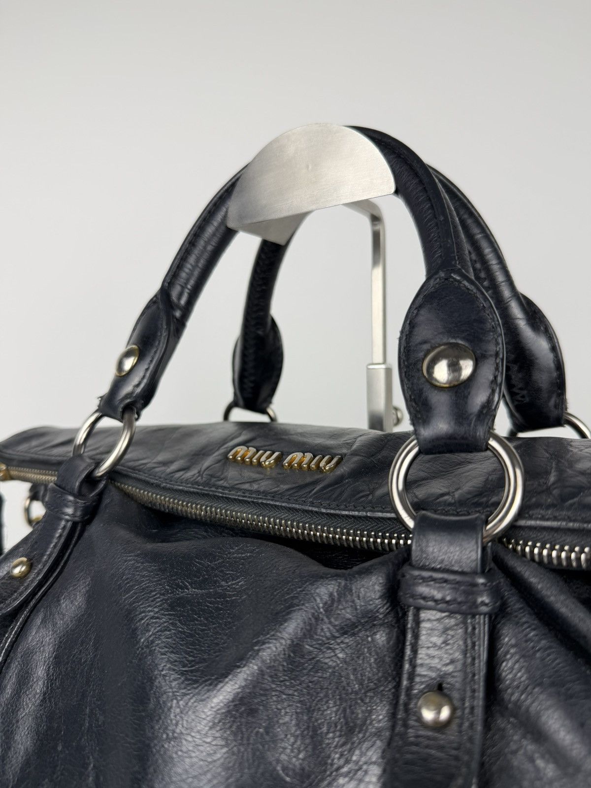 Miu miu vitello bow bag in deep navy