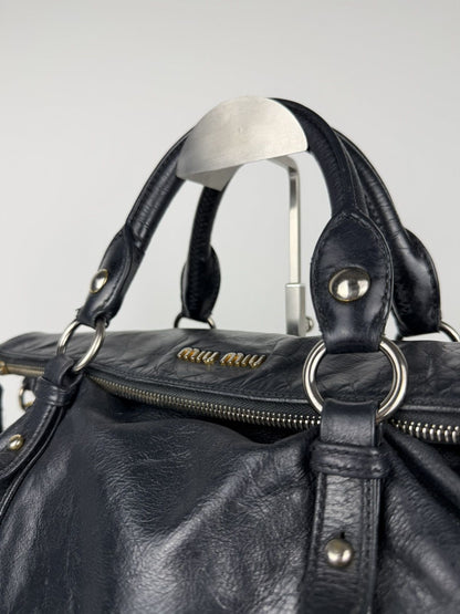Miu miu vitello bow bag in deep navy