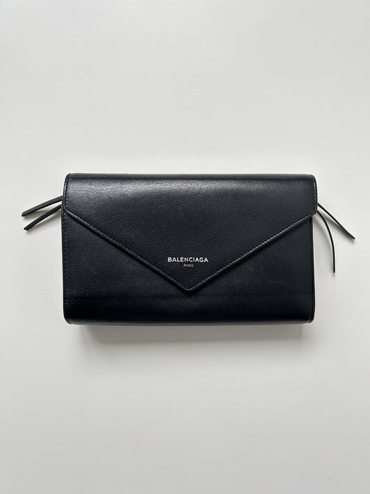 Balenciaga paper leather zip around wallet