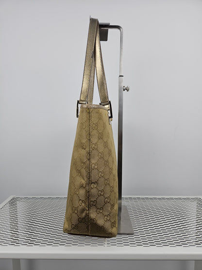 Vintage y2k Gucci gg monogram canvas gold tote bag
