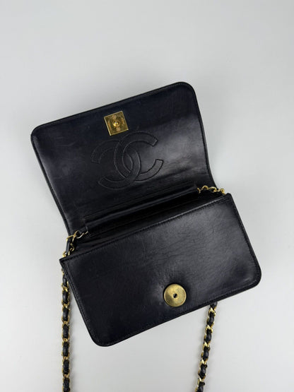 Vintage Chanel CC lambskin mini matelasse full flap