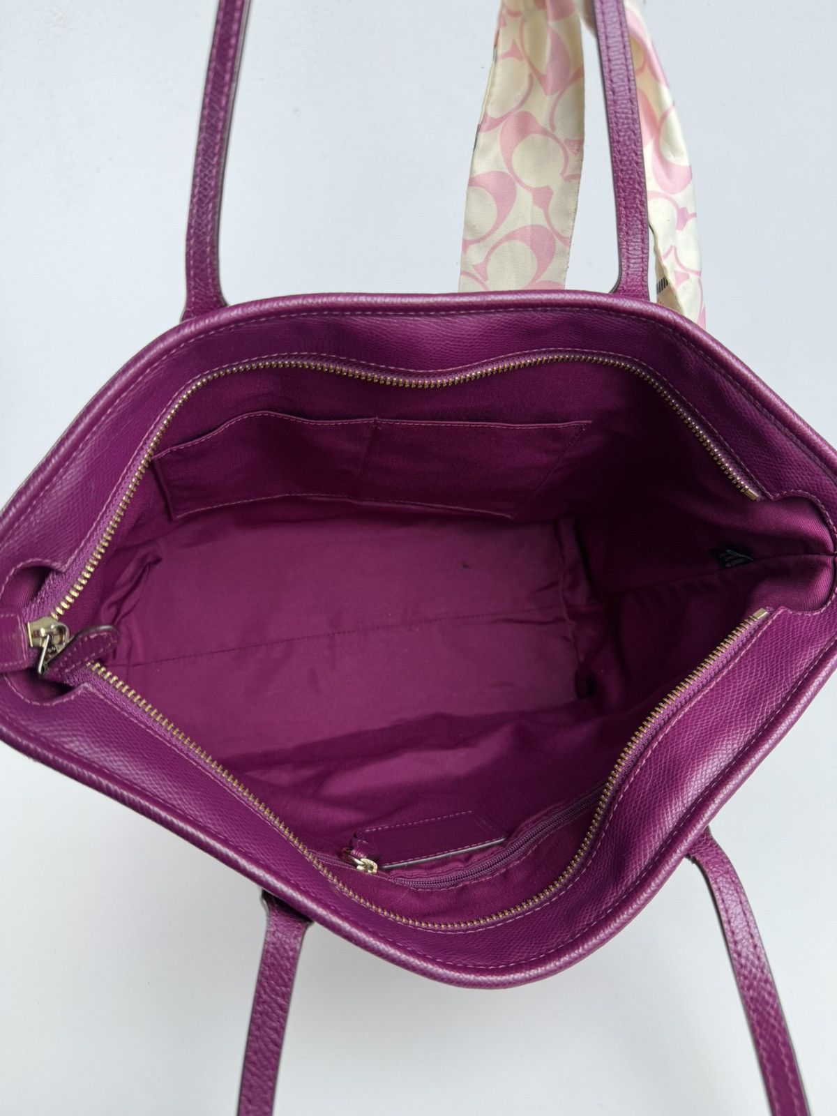 Coach crossgrain leather city tote fuchsia