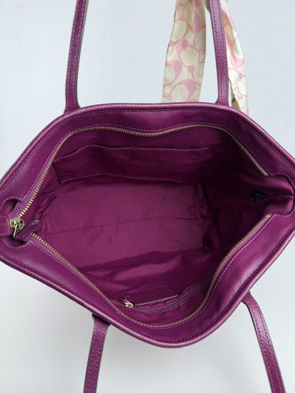 Coach crossgrain leather city tote fuchsia