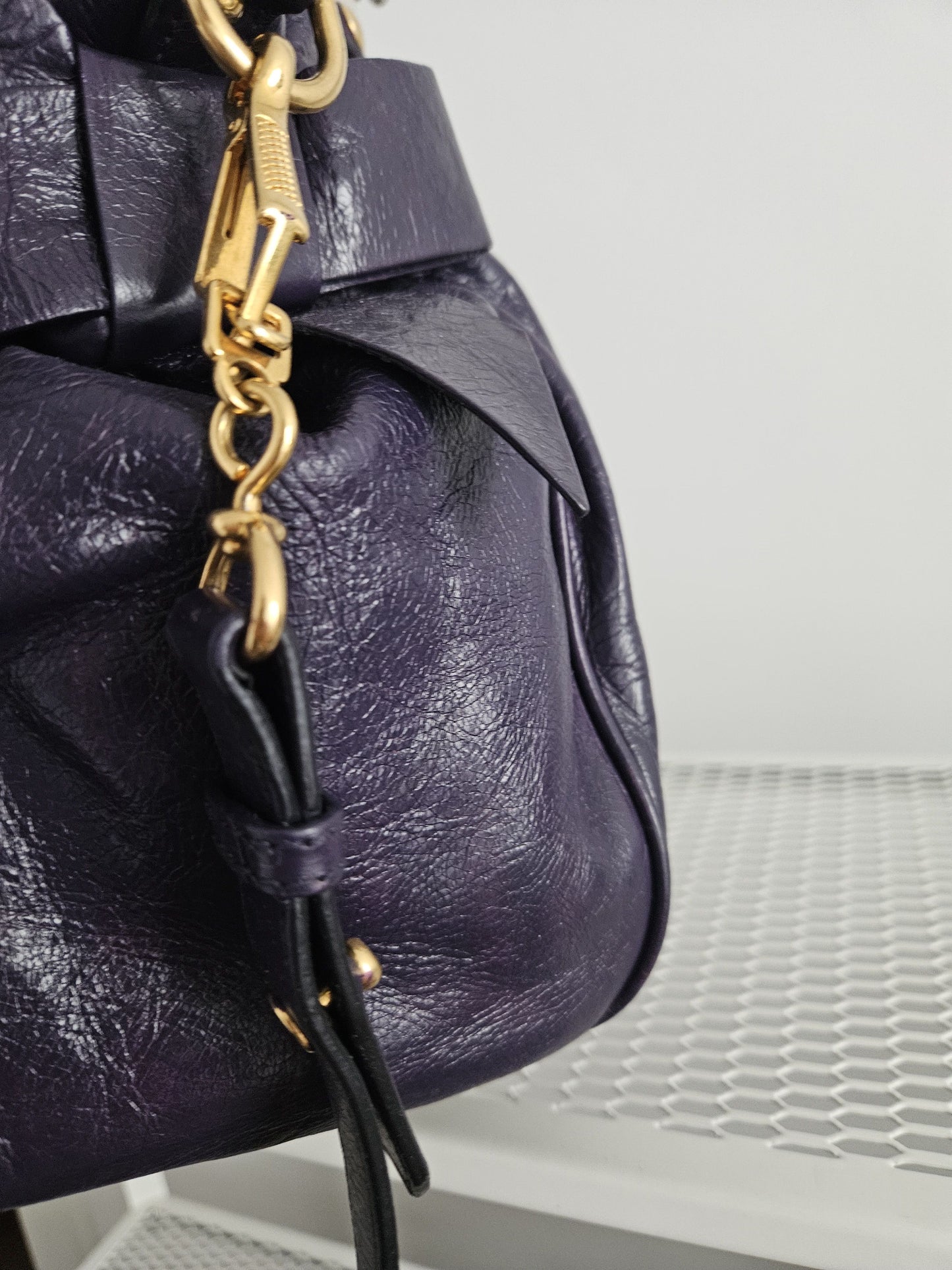 Miu miu vitello bow bag in deep purple