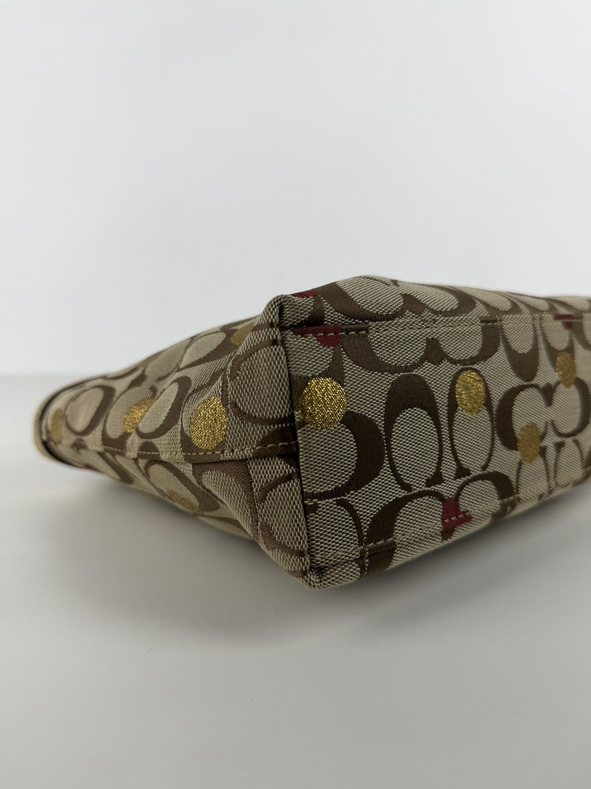 Coach signature canvas heart and polka dot tote bag