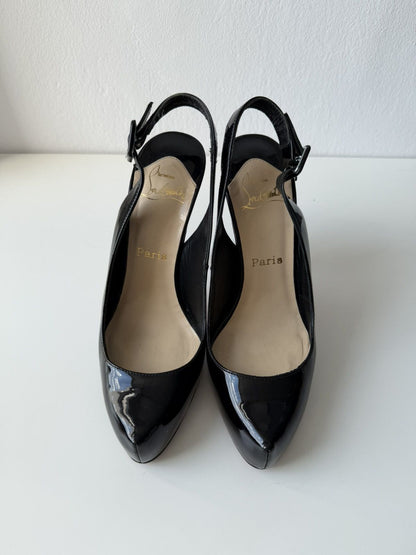Christian Louboutin Rolande patent leather slingback pumps