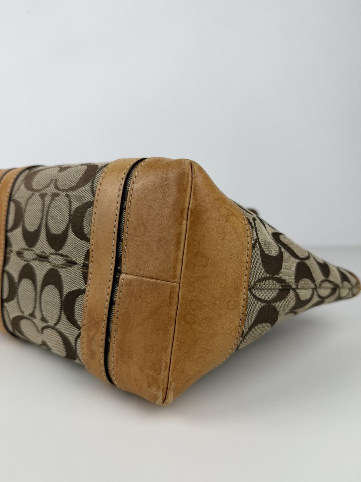Coach signature canvas and leather mini tote bag