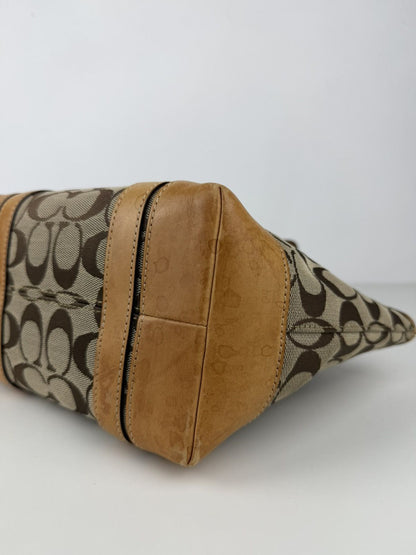 Coach signature canvas and leather mini tote bag