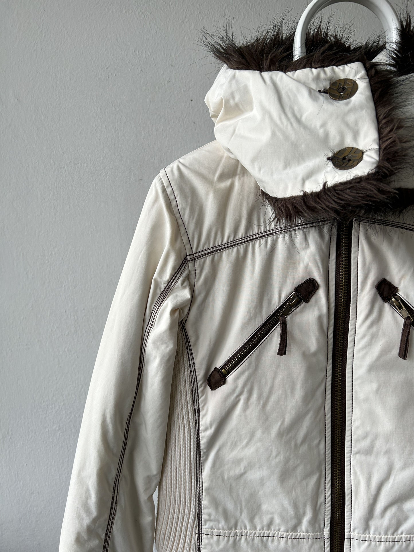 Archive y2k Miss Sixty faux fur lined hooded bomber