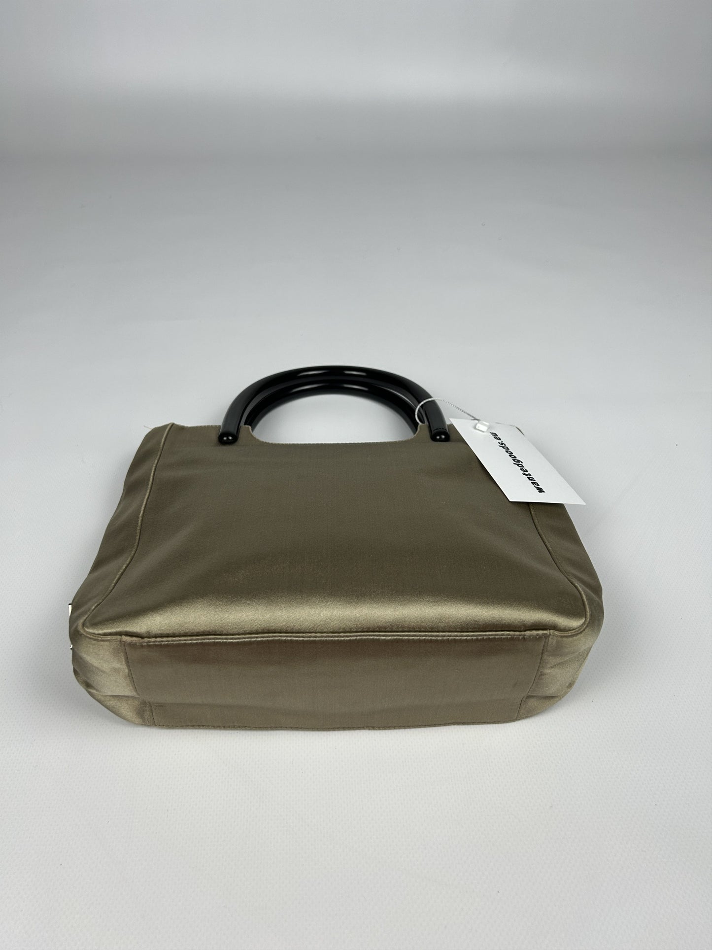 Prada triangle logo velvet plastic handle mini tote bag