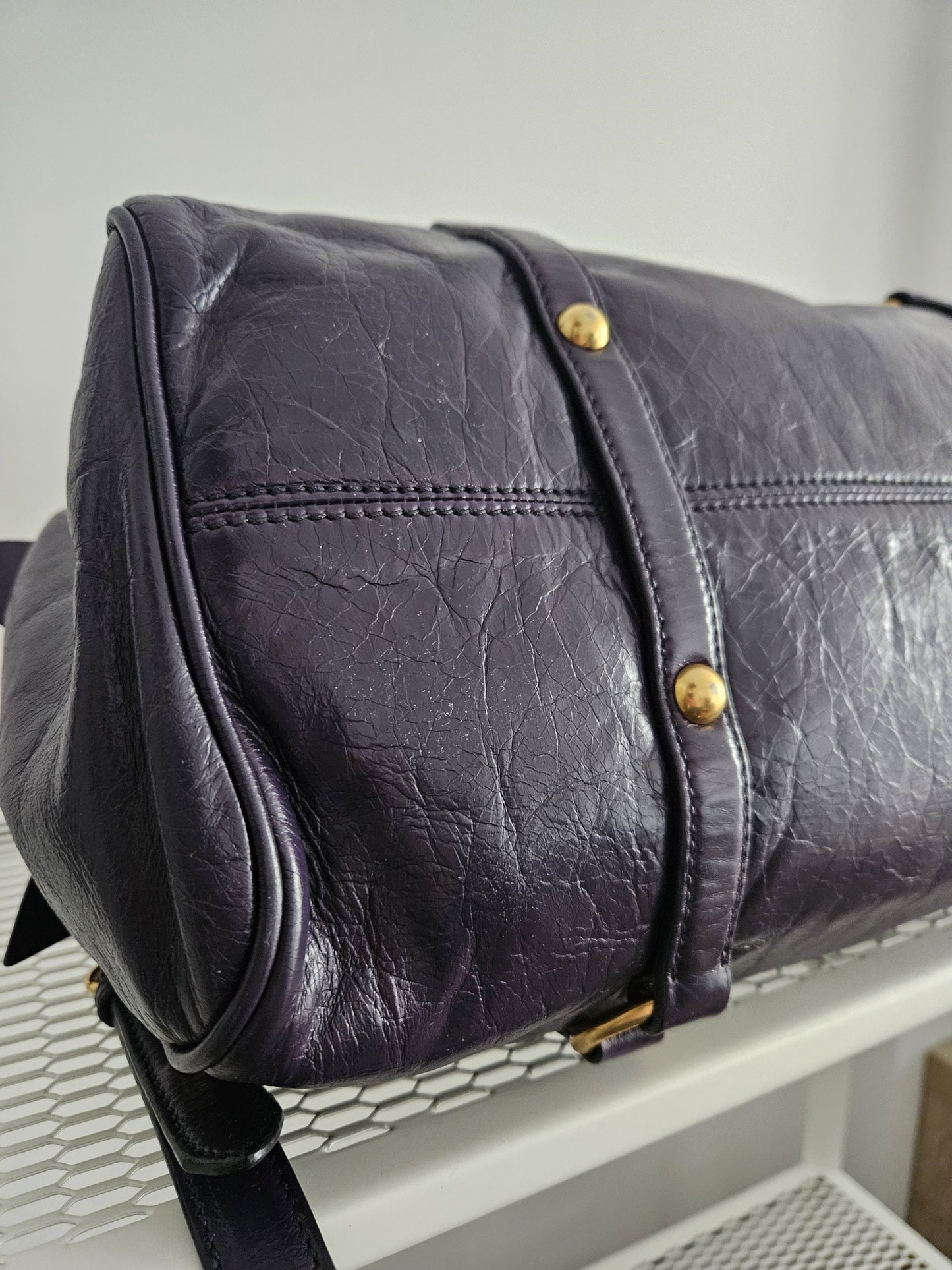Miu miu vitello bow bag in deep purple