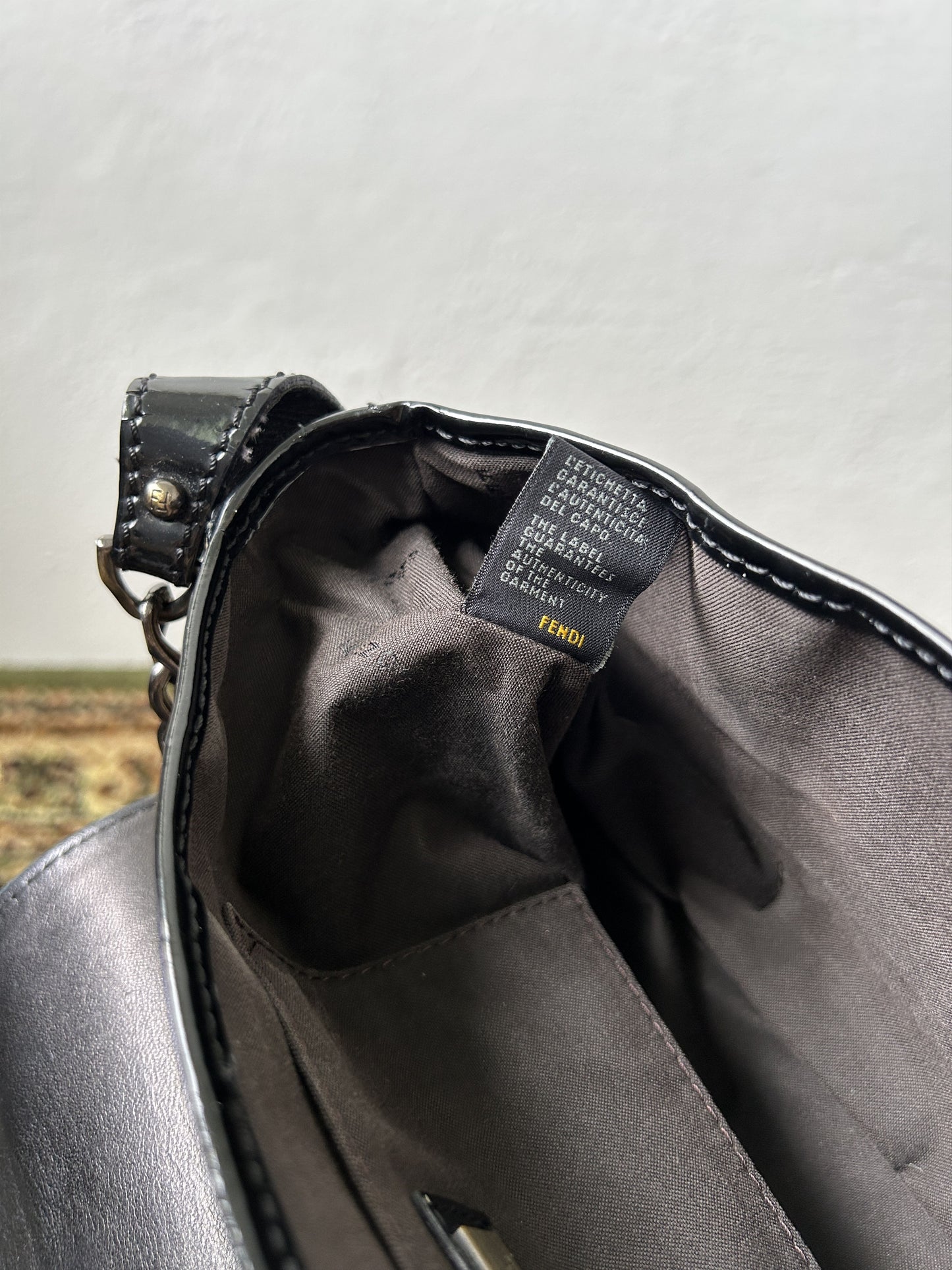 Y2k Fendi buckle striped velvet and ponyhair handbag