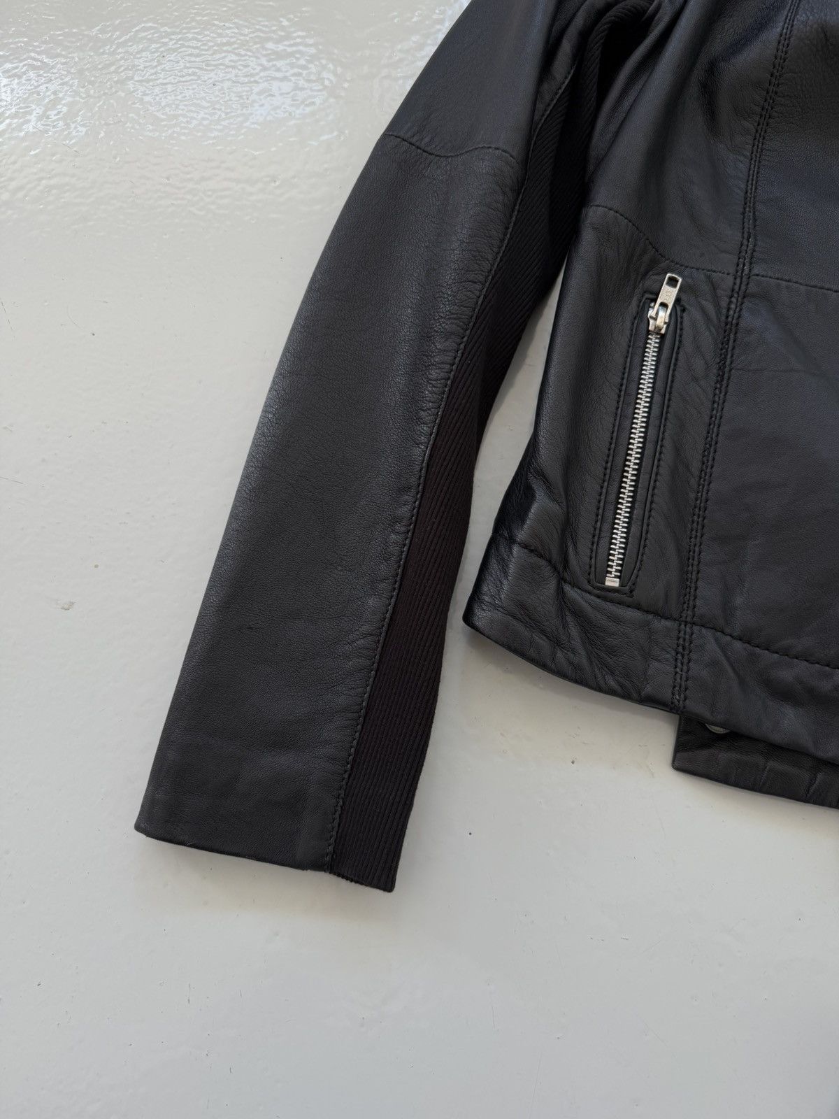 Vintage Saint Tropez asymmetrical leather jacket