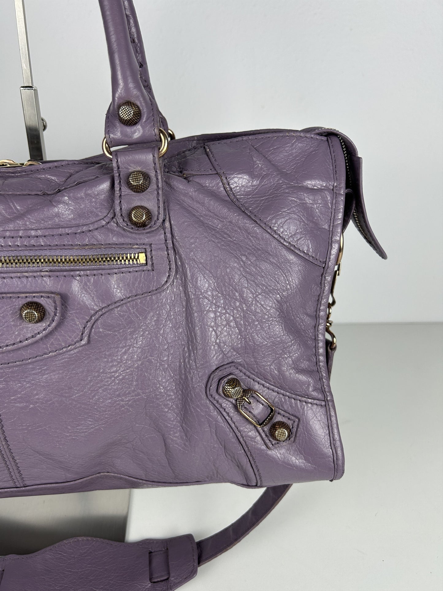 Balenciaga part time giant hardware city bag in lilac
