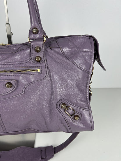 Balenciaga part time giant hardware city bag in lilac