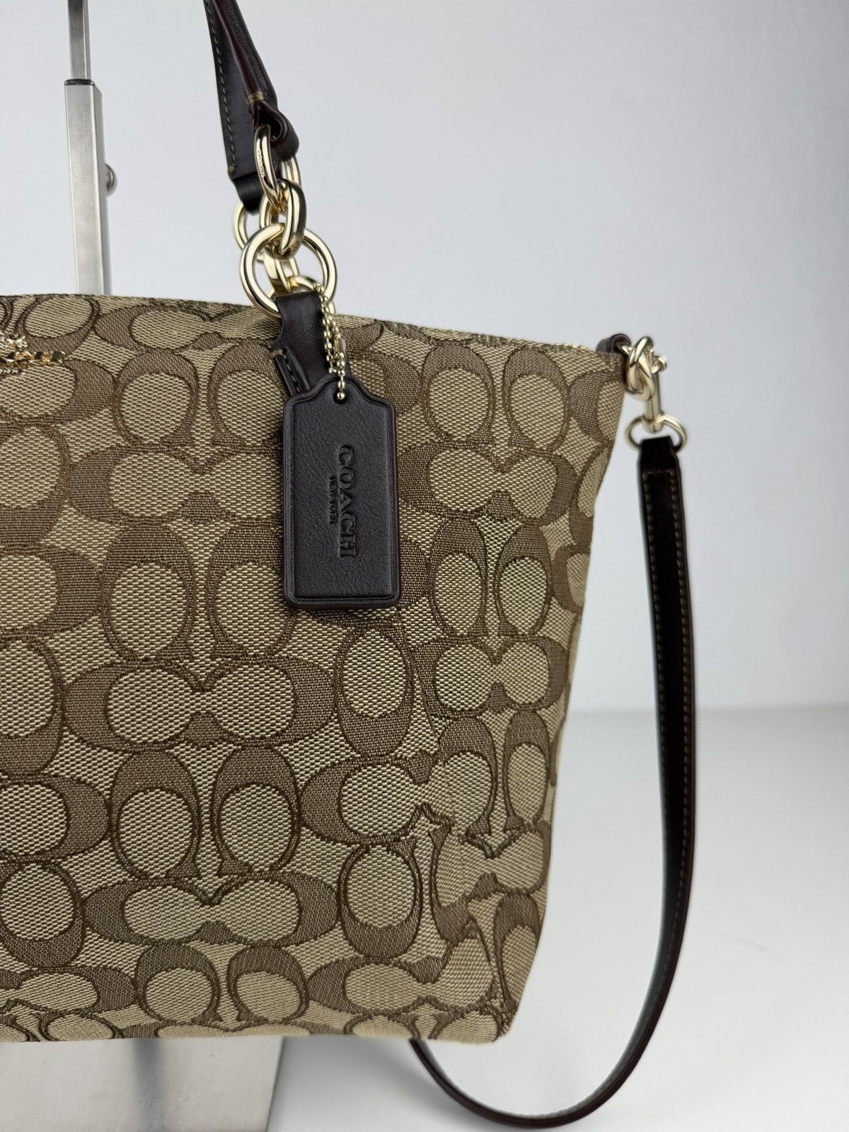 Coach signature jacquard and leather small kelsey satchel