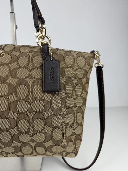 Coach signature jacquard and leather small kelsey satchel