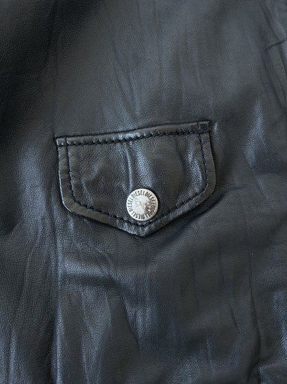 Archive Diesel cropped lambskin leather bomber jacket
