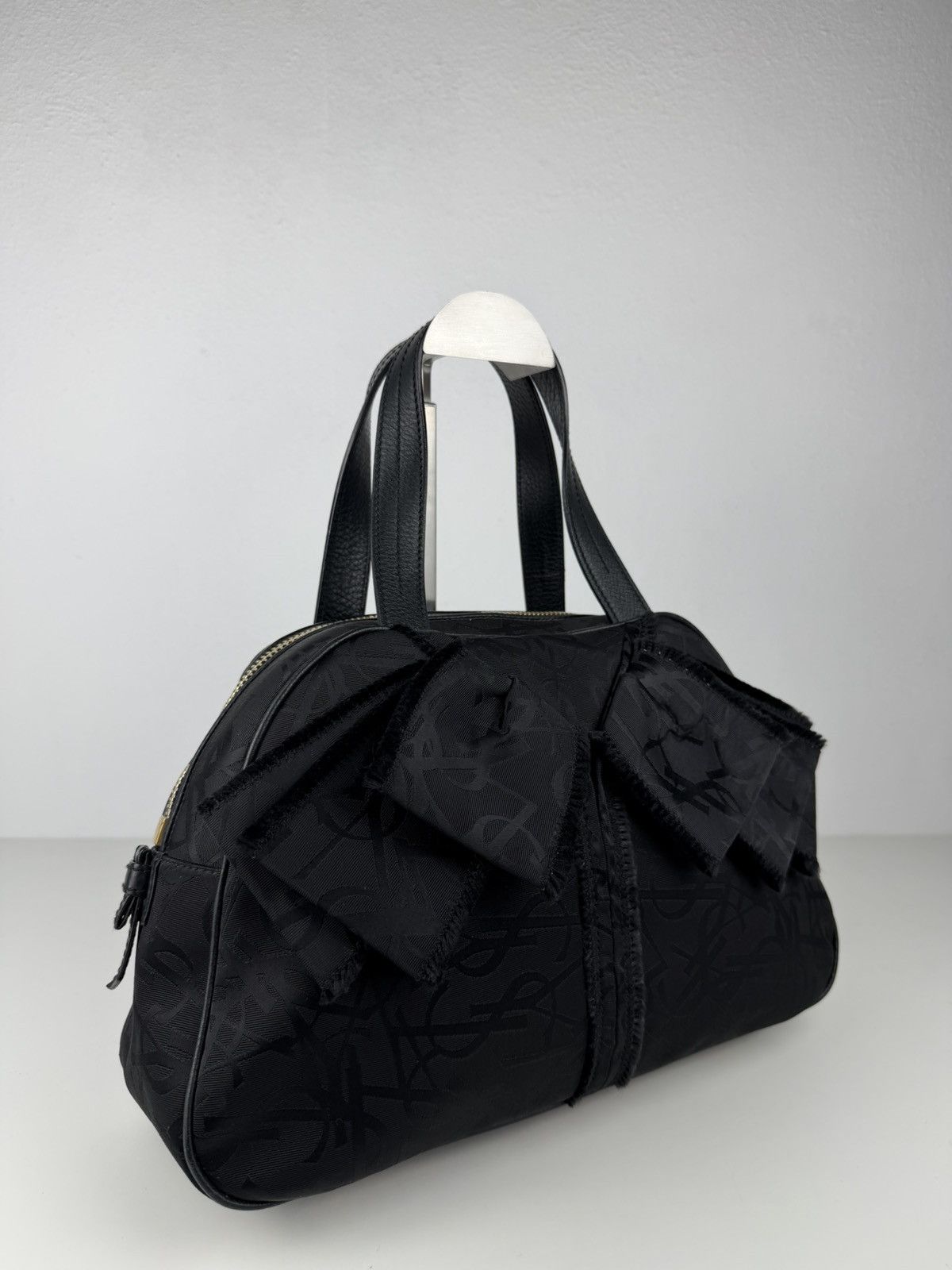 YSL Rive Gauche monogram obi bow bowler bag