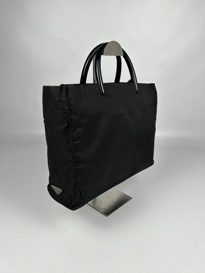 Vintage y2k prada nylon triangle logo plastic handle bag