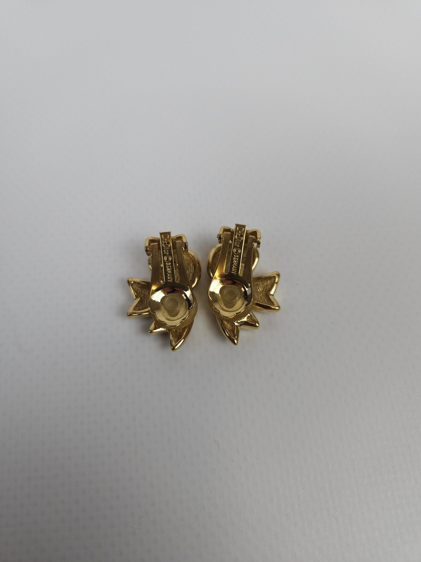 80s Dior rhinestone embellished bow ribbon clip on earrings