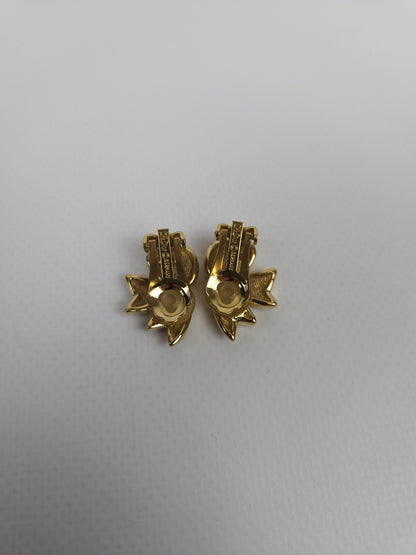 80s Dior rhinestone embellished bow ribbon clip on earrings