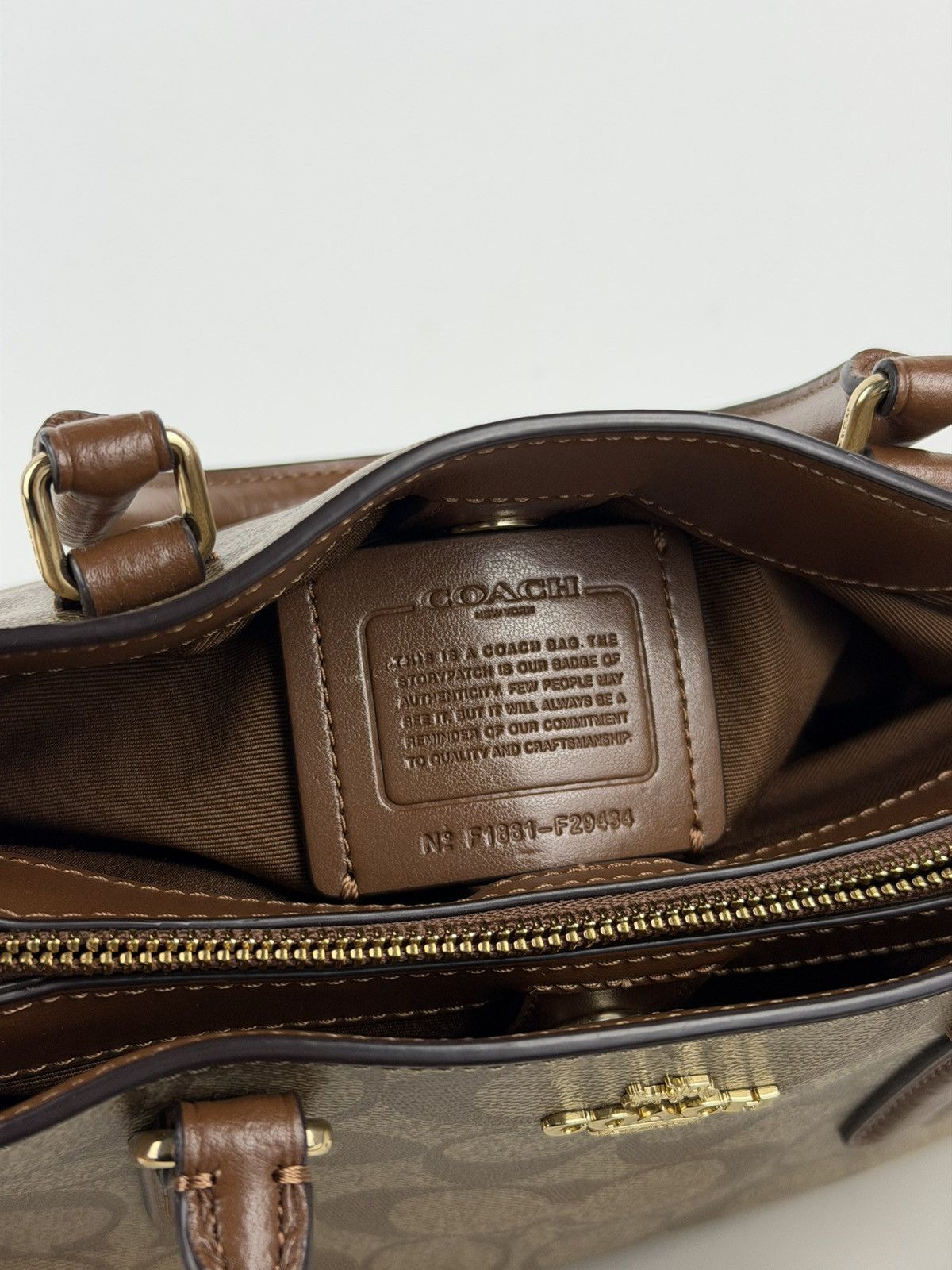 Coach coated signature mini sage carryall handbag