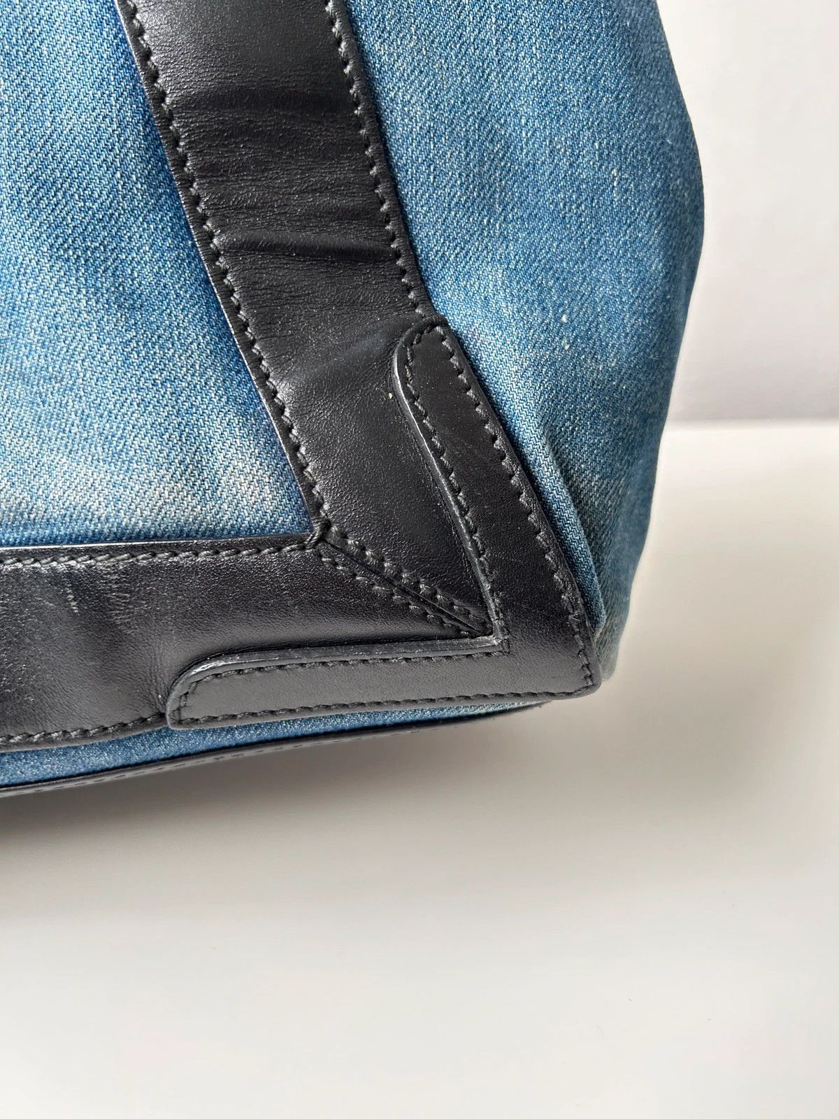 Balenciaga denim leather navy cabas m tote bag with pouch