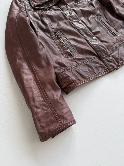 Vintage ‘Mauritius’ cropped leather biker jacket