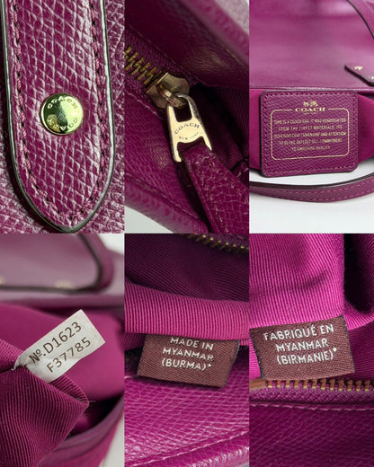 Coach crossgrain leather city tote fuchsia