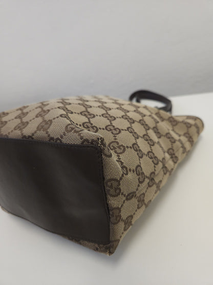 Vintage y2k Gucci gg monogram canvas and leather tote bag
