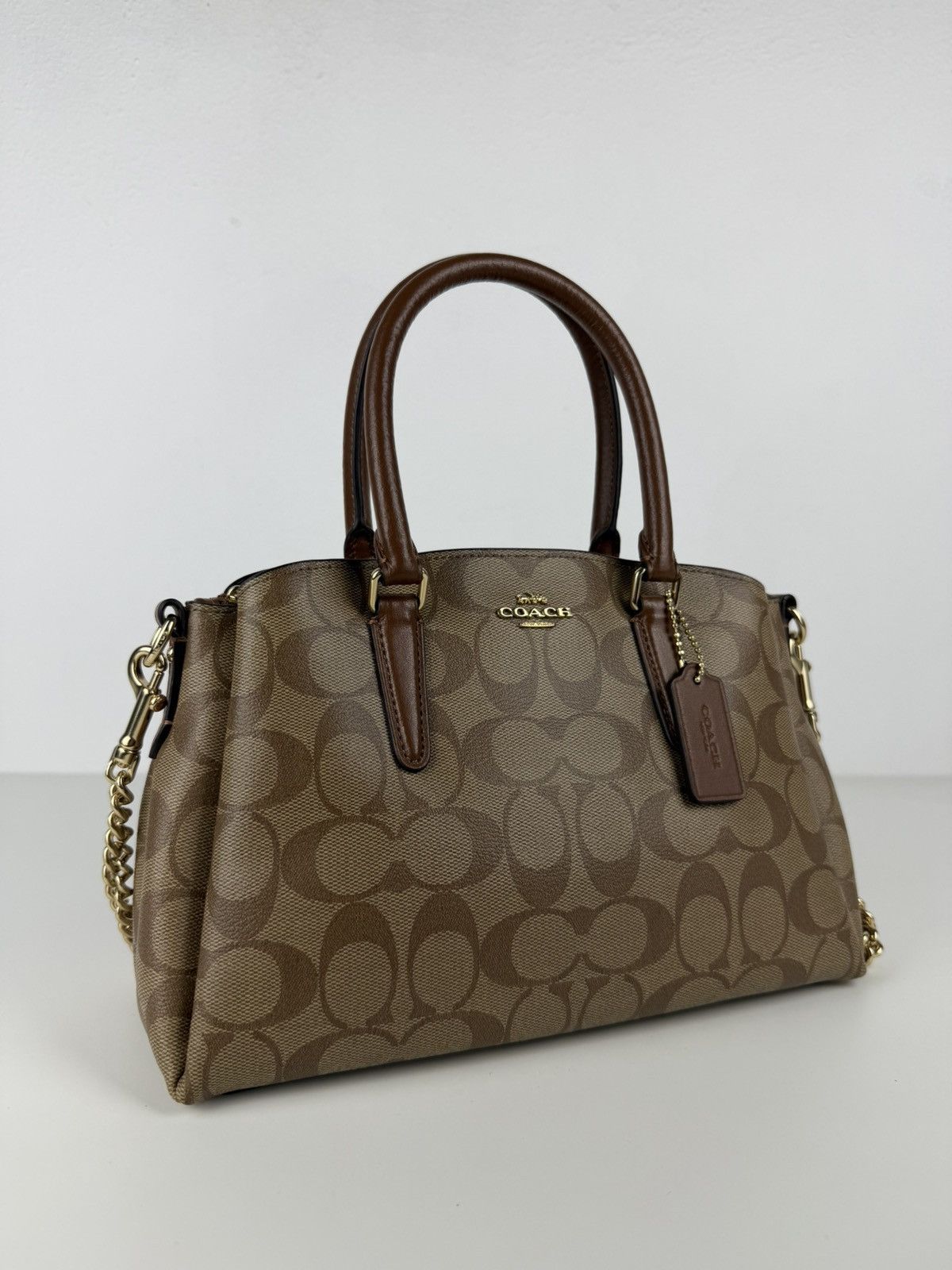 Coach coated signature mini sage carryall handbag