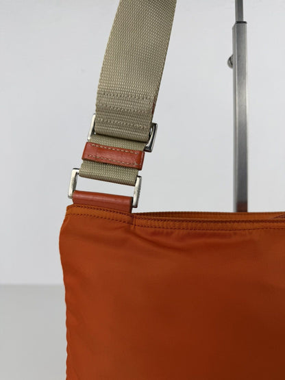 Vintage prada nylon triangle logo shoulder/ crossbody bag