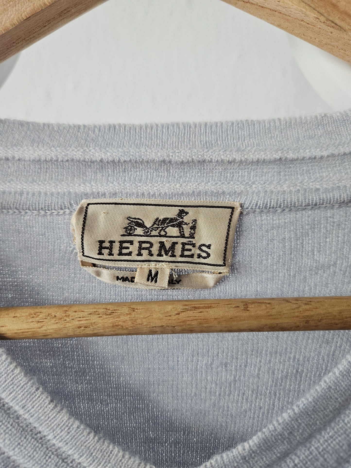 Vintage Hermes cashmere cotton blend v neck pullover