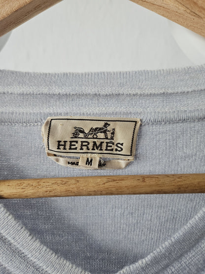 Vintage Hermes cashmere cotton blend v neck pullover