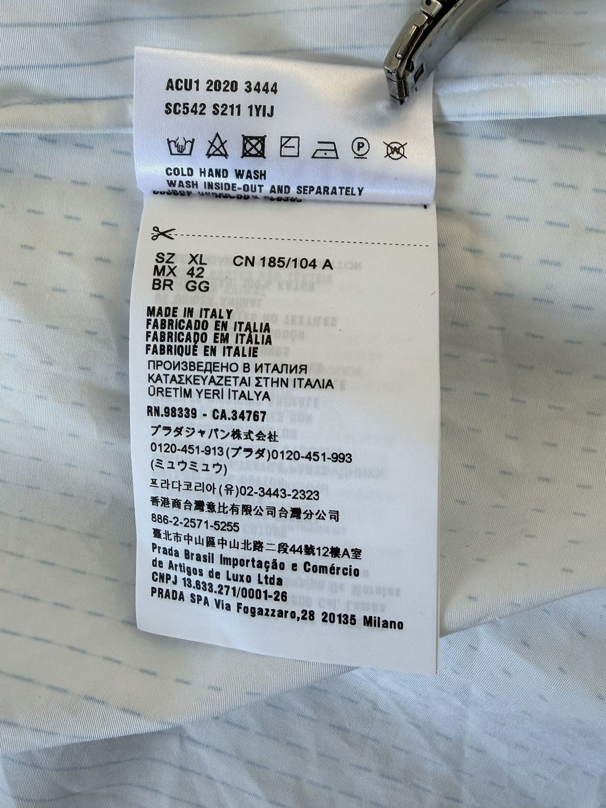 Prada gradient stripe chest logo shirt
