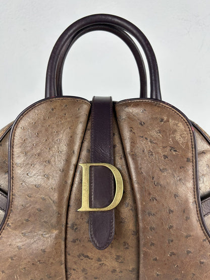2000 Dior by John Galliano double saddle leather bowling bag
