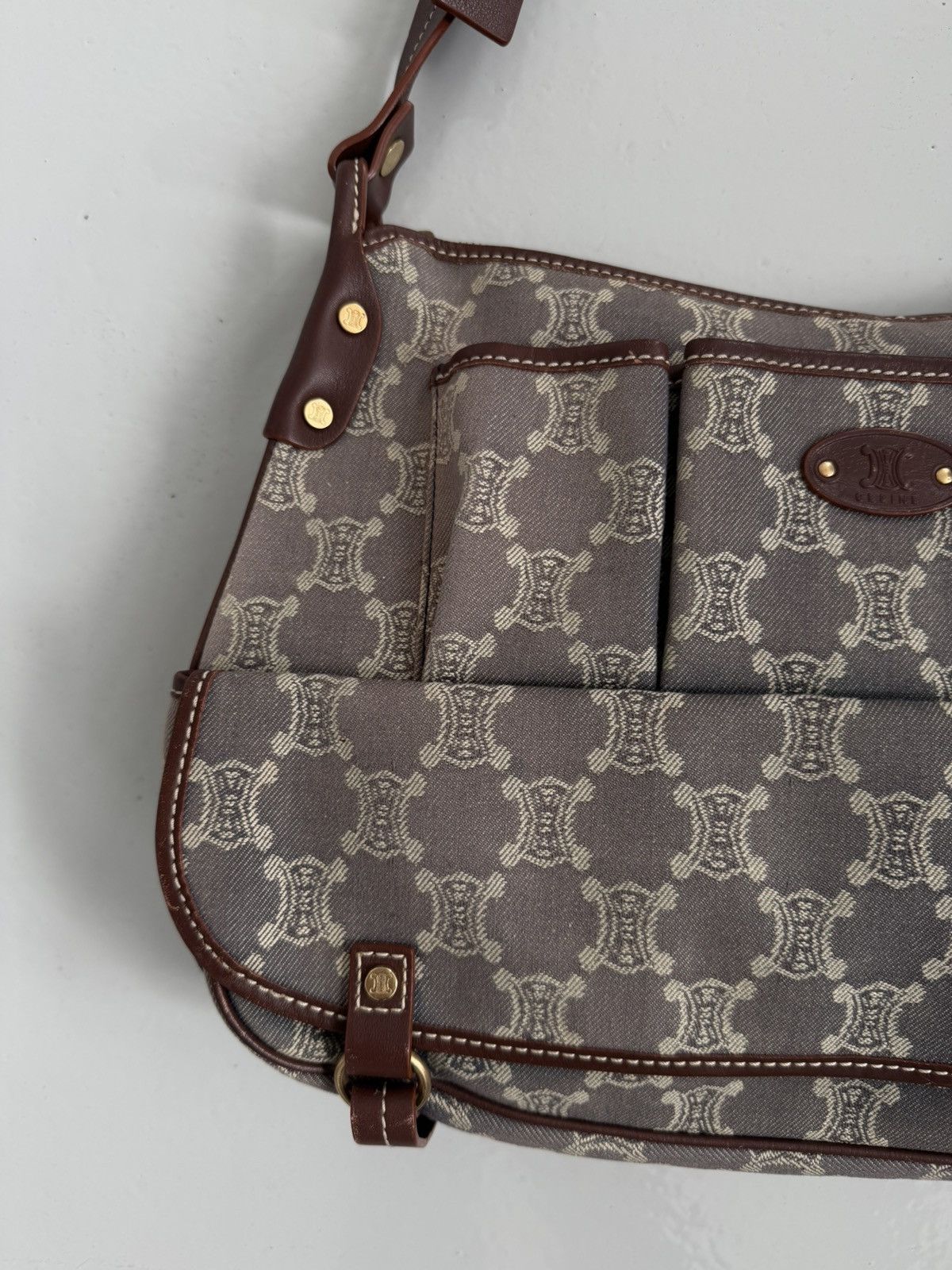 Celine macadam monogram denim shoulder/ crossbody bag