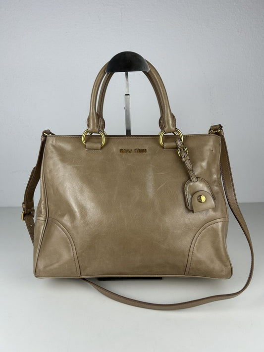Miu miu vitello leather tote bag