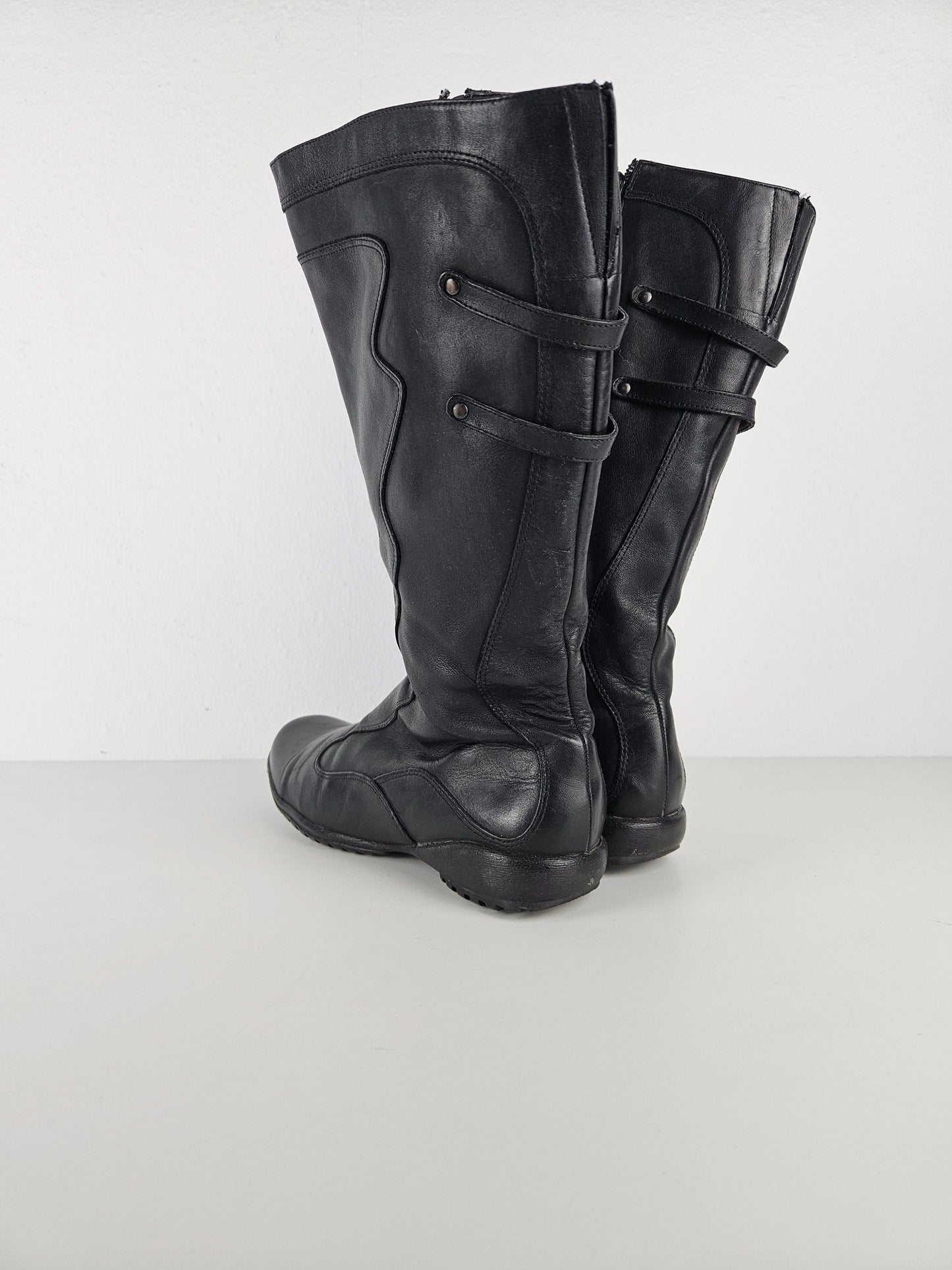 Vintage y2k avant garde leather biker boots