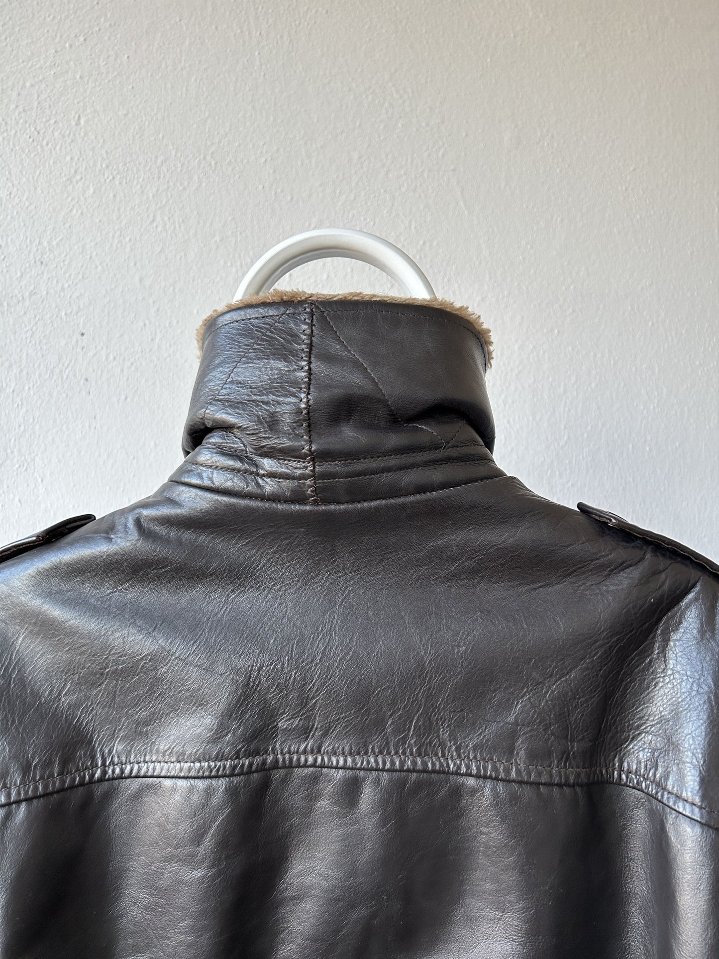 Vintage aviator shearling leather jacket