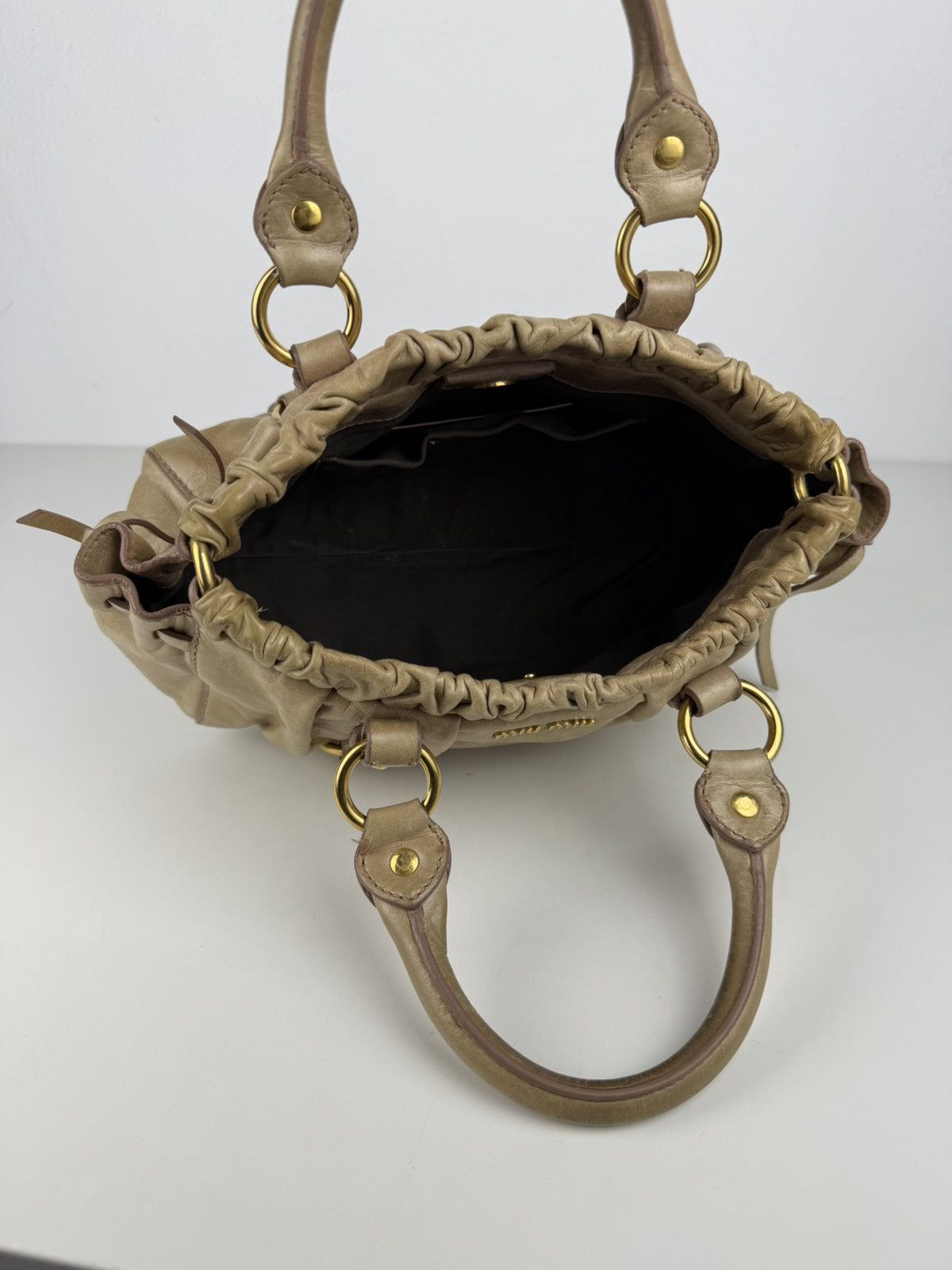 Miu miu bauletto vitello gathered leather mini handbag