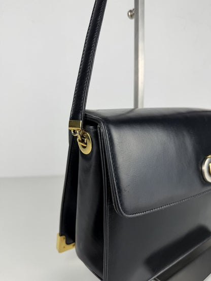 Vintage 70s Dior box calf leather shoulder bag