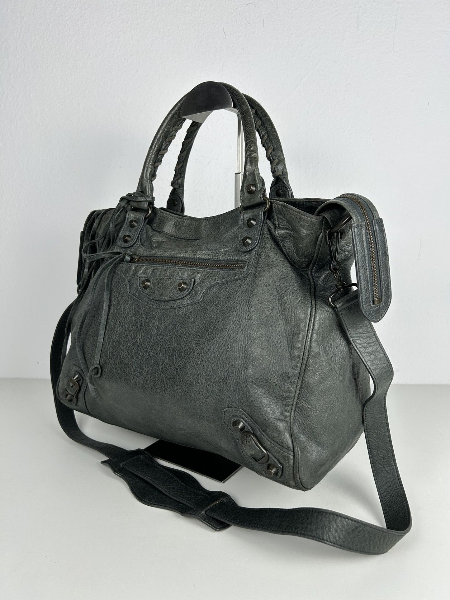 Balenciaga classic hardware city velo bag in dark green