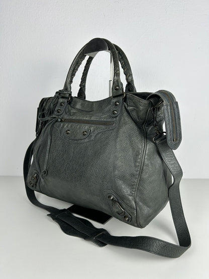 Balenciaga classic hardware city velo bag in dark green