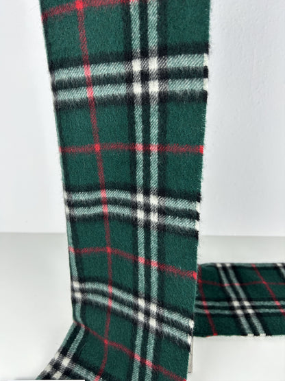Vintage Burberry green nova check cashmere scarf