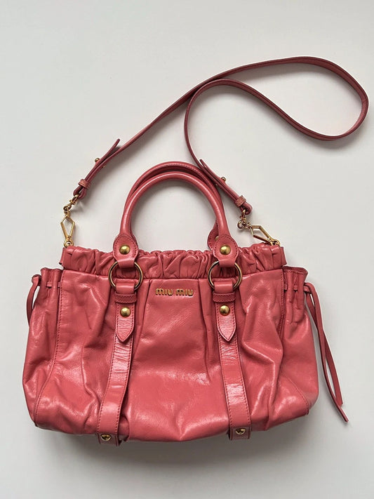 Miu miu vitello bauletto aperto handbag in coral pink