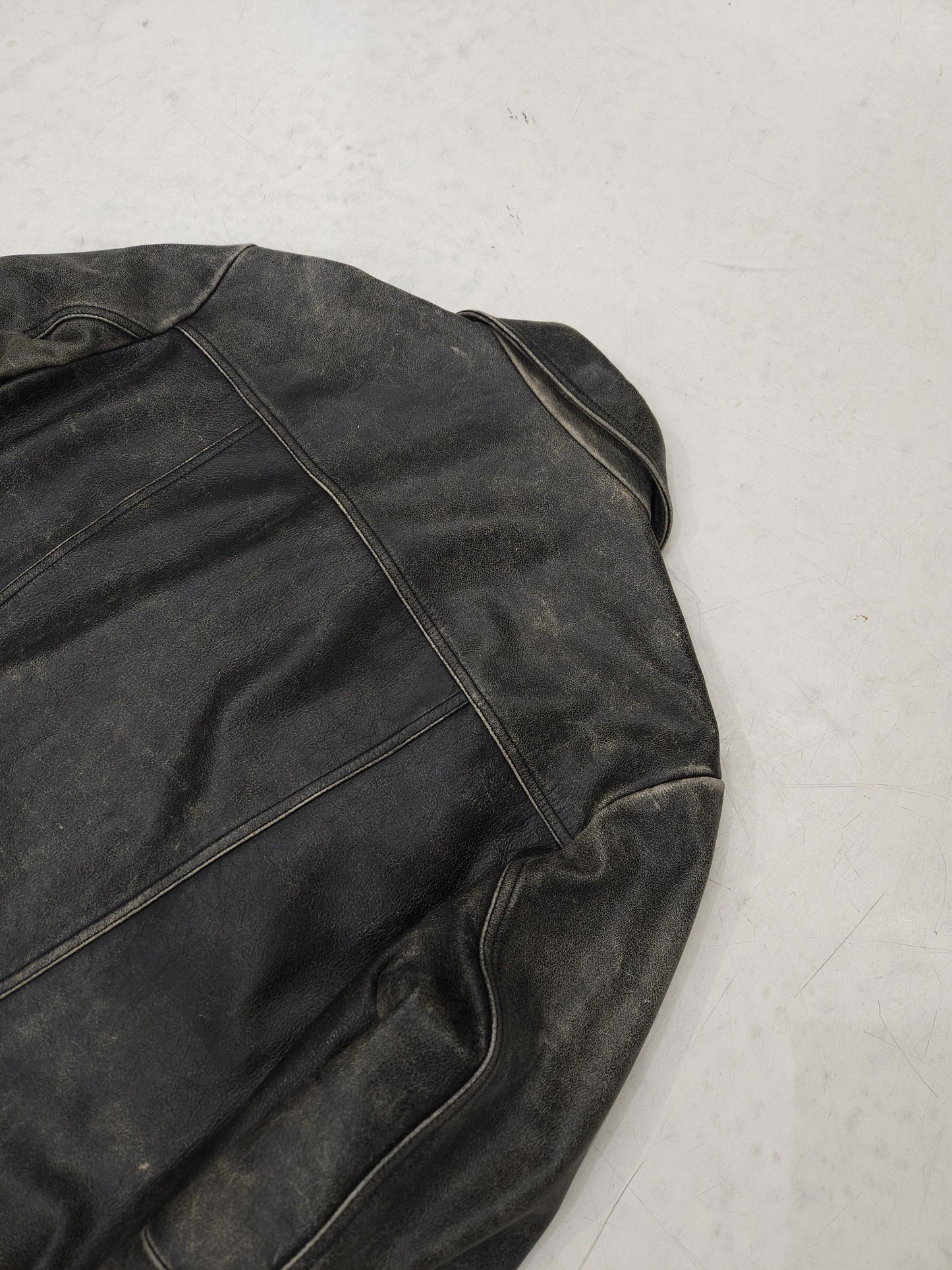 Vintage distressed leather overshirt