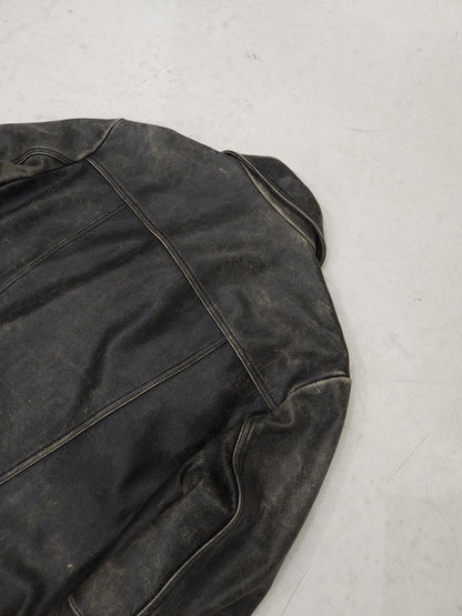Vintage distressed leather overshirt