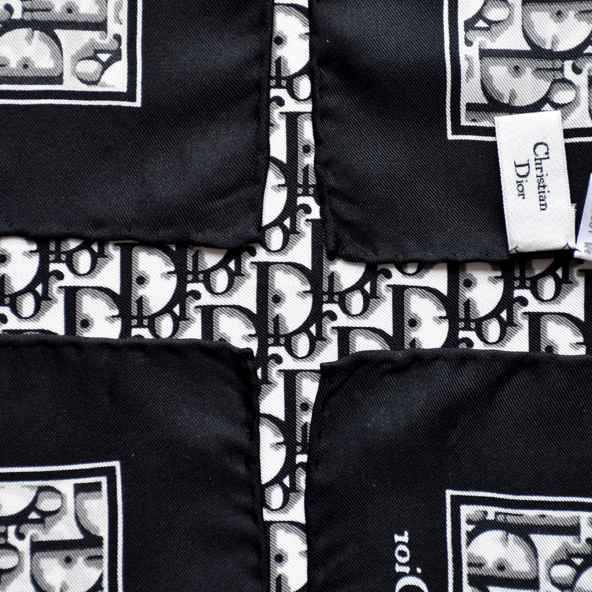 Vintage Dior trotter silk scarf black